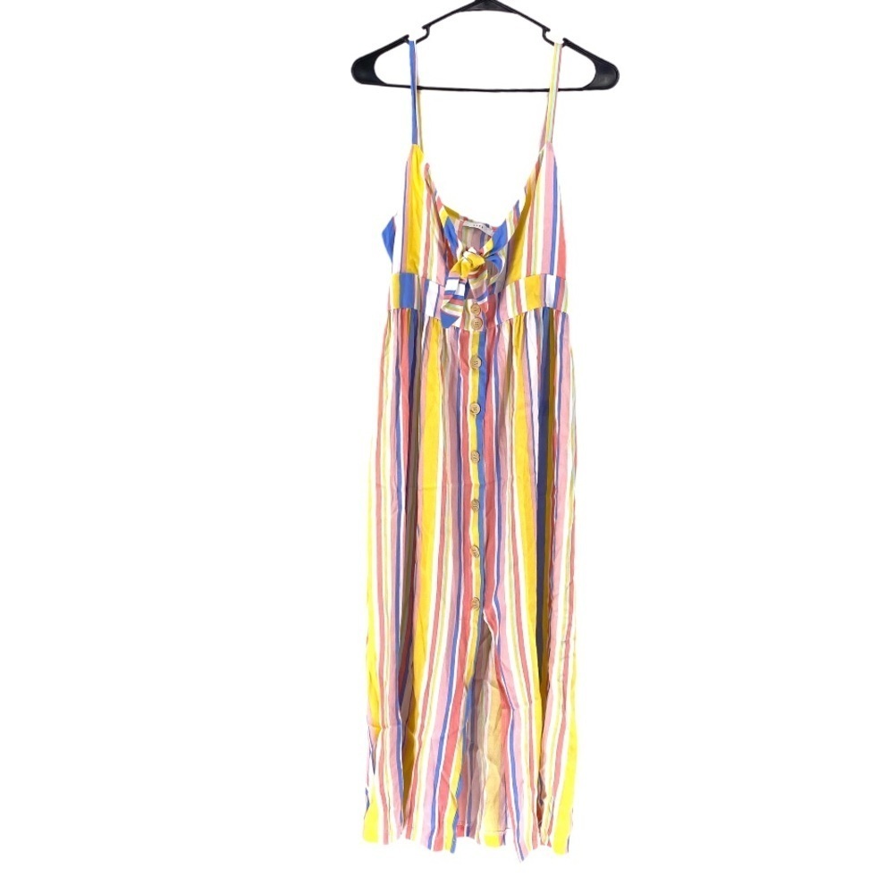 Lush Women's Sta Maria Striped Multicolor Midi Dress - L